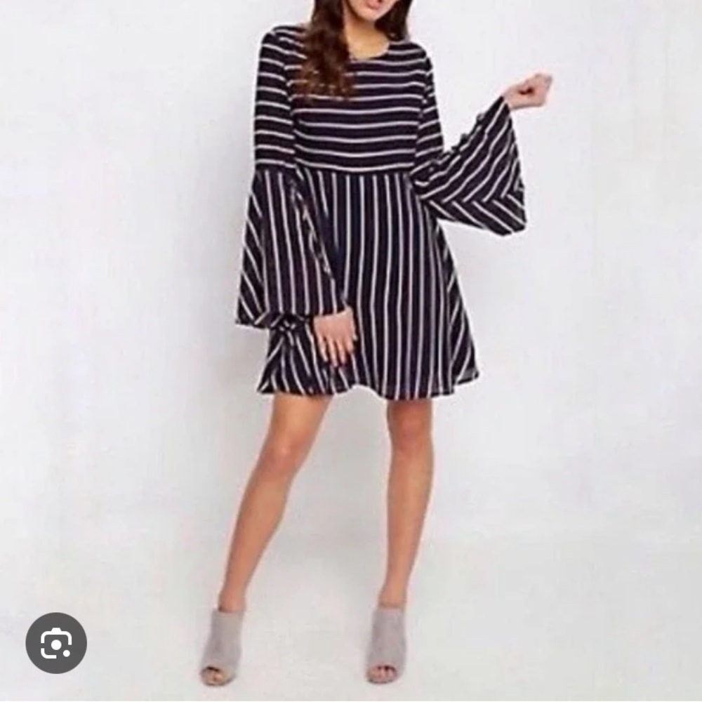 Wild Blue by Sadie Robertson Striped Dress with Bell Sleeves